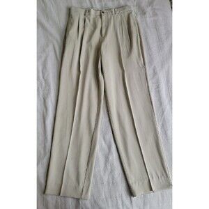 Tommy Bahama Pants Mens 36 35x33 Silk Beige Pleated Front Casual Business Dad‎
